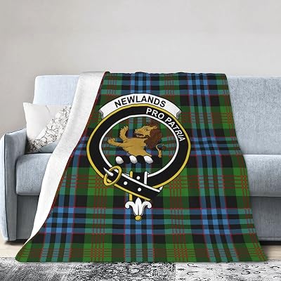 Hei Bai.JZQ Ultra Soft Flannel Fleece Blanket, Newlands Tartan Clan Badge Comfort Throw Blanket Home Decor for Couch Sofa 80x60