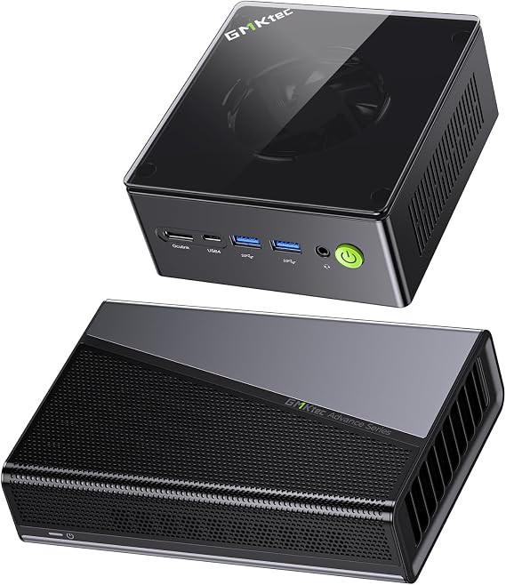 GMKtec K8 Plus Gaming Mini PC AMD Ryzen 7 8845HS 32GB DDR5 & 1TB SSD + AD-GP1 Oculink eGPU Dock with AMD Radeon 7600M XT Graphics Card