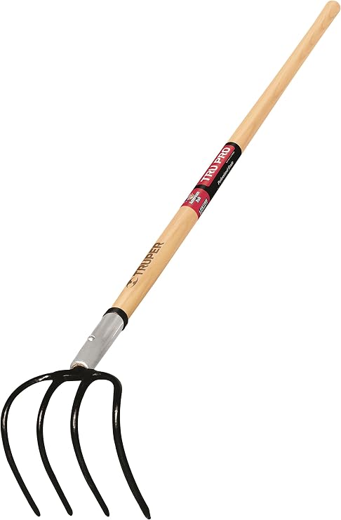 Truper 33568 Tru Pro 4-Tine Forged Potato/Refuse Hook, 6-Inch Head, 54-Inch Ash Handle