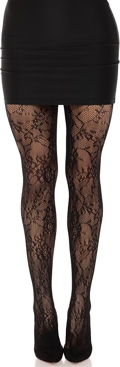 Leg Avenue Women's Garden Rose Lace Tights Black One Size