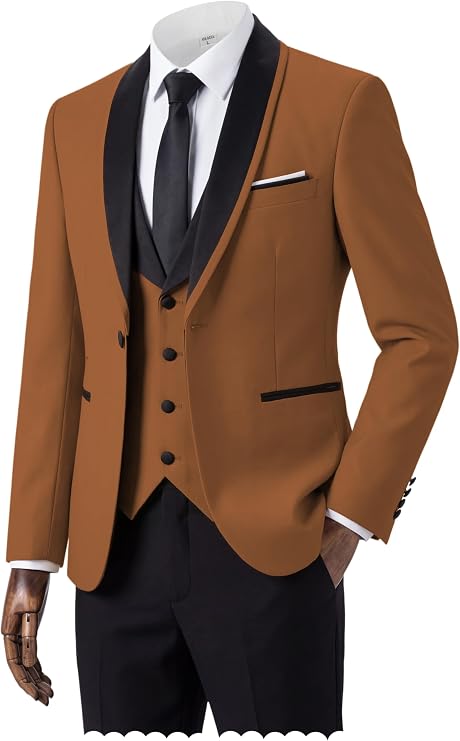SOLOVEDRESS Men's Suits Tuxedos 3 Piece Casual Formal Business Groomsman Groom for Wedding Party