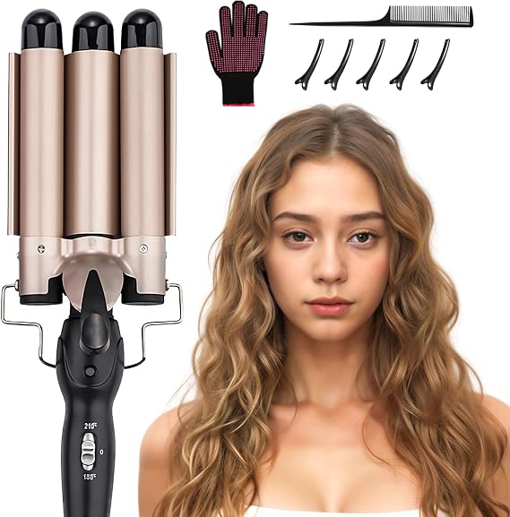 DazSpirit 3 Barrel Hair Wavers for Long/Short Hair, 25mm Hair Curler