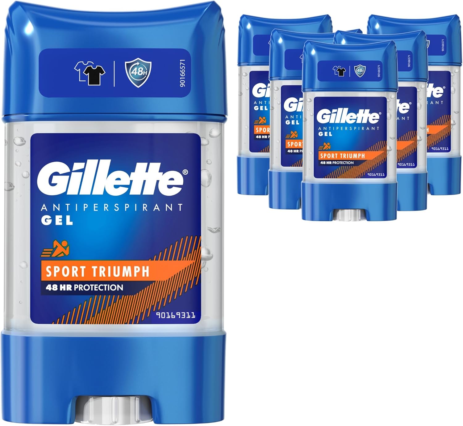 Gillette Antiperspirant Clear Gel Deodorant For Men, 48-Hour Invisible Sweat and Odour Protection, Pack of 6, 420 ML 6 X 70 ML, Sport Triumph
