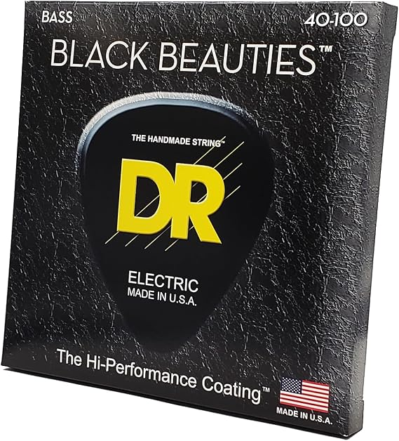 DR Strings BLACK BEAUTIESTM - Black Colored Bass Strings: Light 40-100