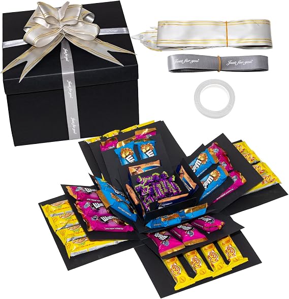 Explosion Gift Box,5 Layer Explosion Box,Surprise Box with Tape Bow Ribbon
