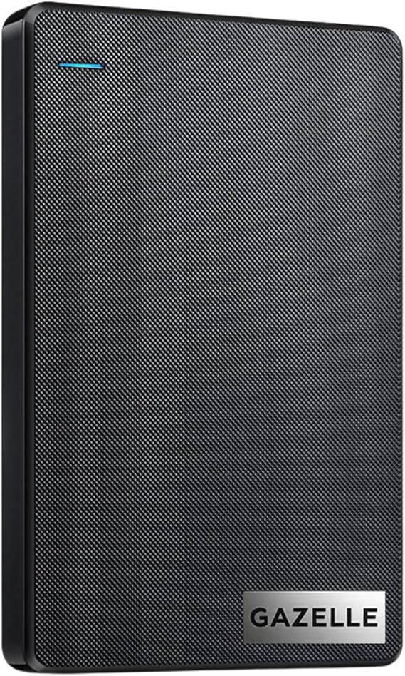 GAZELLE High-Speed 500GB Ultra Slim Portable External Hard Drive - 2-in-1 Type C & USB 3.0, Compatible with PC, Mac, Laptop, PS4, Xbox, iPad, Tablet, Mobile (Black) -