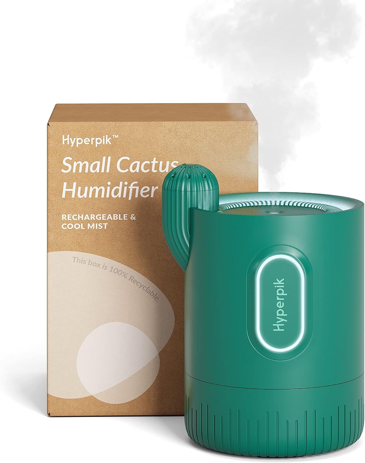 Hyperpik Portable Mini Humidifier, Battery Operated Cordless Plants Small Humidifier, Auto Shut Off Perfect for Baby Bedroom Plants Desk Travel, Cool Mist Cactus Humidifier, Oasis Green