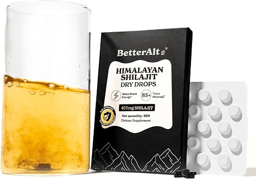 Better Alt Shilajit Dry Drops | Himalayan Superfood | Lab-Tested for Purity | Helps Improve Energy, Stamina | 1-Month Dietary Supplement