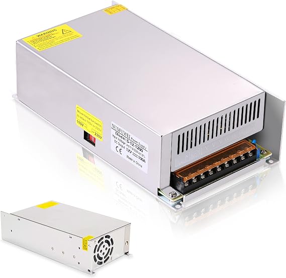 DC 12V 100A 1200W Power Supply Adapter 110V AC to 12V DC Converter | 100A 1200W Switching Power Supply Transformer for 12V Motor Pump CCTV Security Camera Car Stereo 3D Printer