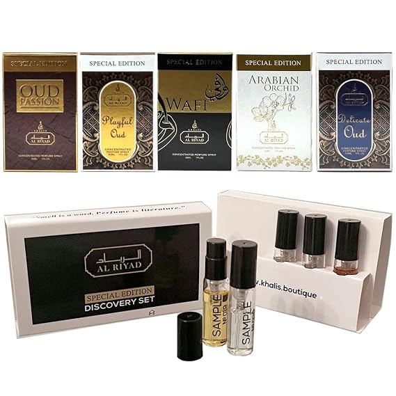 Maison d'Orient Alriyad Special Edition, Unisex Spray Parfum Travel Size Discovery Set (Special Edition 5 Vials) Perfume Sampler Gift Set.