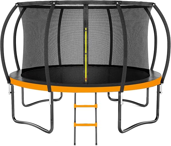 Kiivakii Trampoline 8FT 10FT 12FT 14FT 16FT, Outdoor Trampolines for Kids and Adults, Recreational Trampoline with Enclosure Net & Ladder, Round Trampoline ASTM Approved, 400/450LBS Weight Capacity