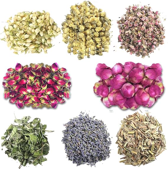 Dried Flowers, Soap Making of Dry Flower, Soap Herbal Bath Set for DIY Lip Gloss,Soap, Candle Making,Including Rose Buds, Lavender, Jasmine, Chrysanthemum, Lemongrass, Mint, Peony, Peach Blossom