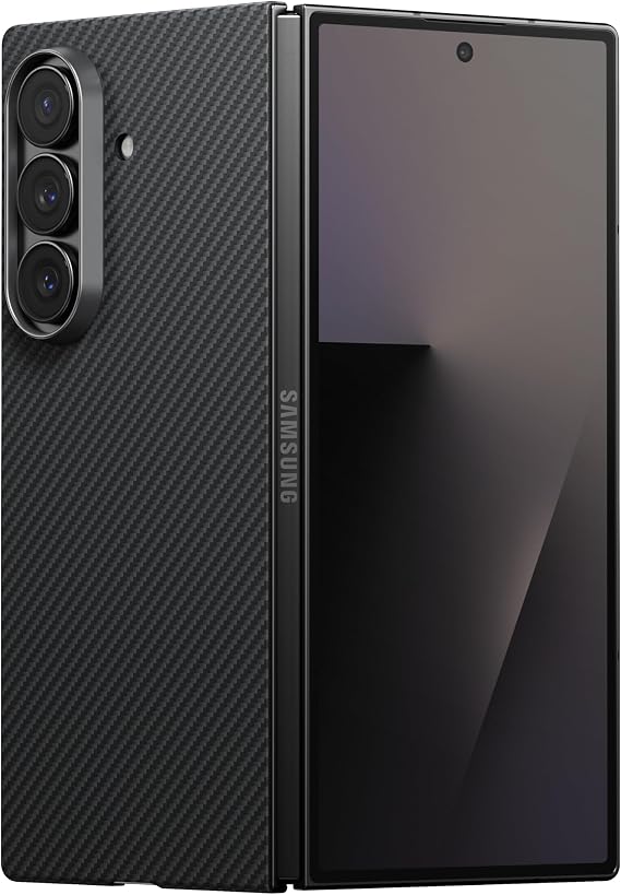 pitaka for Z Fold 7 Case, Caseless Feeling, Aramid, Edge Case-Black/Grey | Barely There Feel Samsung Galaxy Z Fold 7 Case, Aramid Fiber Woven, Silky Texture, Slim&Light, Compatible with MagSafe
