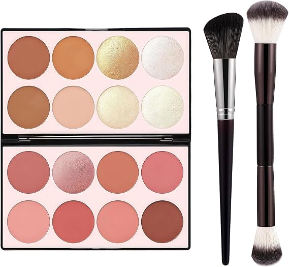 Blush Palette, Blusher Powder Make Up Palette Highlighter Bronzer Contour Kit All-in-One Set