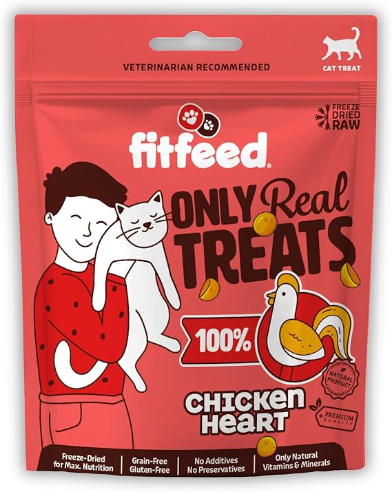 fitfeed Freeze-Dried Çiğ Tavuk Yürek Kedi Ödül Maması 40g