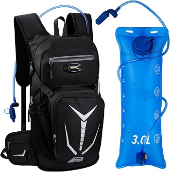 Insulated Hydration Backpack with 3L Water Bladder - 18L Leak-Proof Hiking Daypack, Lightweight Water Backpack for Men & Women, Gear for Trail Running, Cycling, Rave Festivals & Outdoor Sports