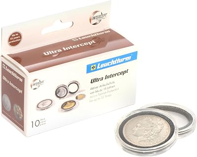LIGHTHOUSE - Ultra Round Coin Capsules with INTERCEPT Technology Corrosion Protection for 39 mm Coins - Pack of 10