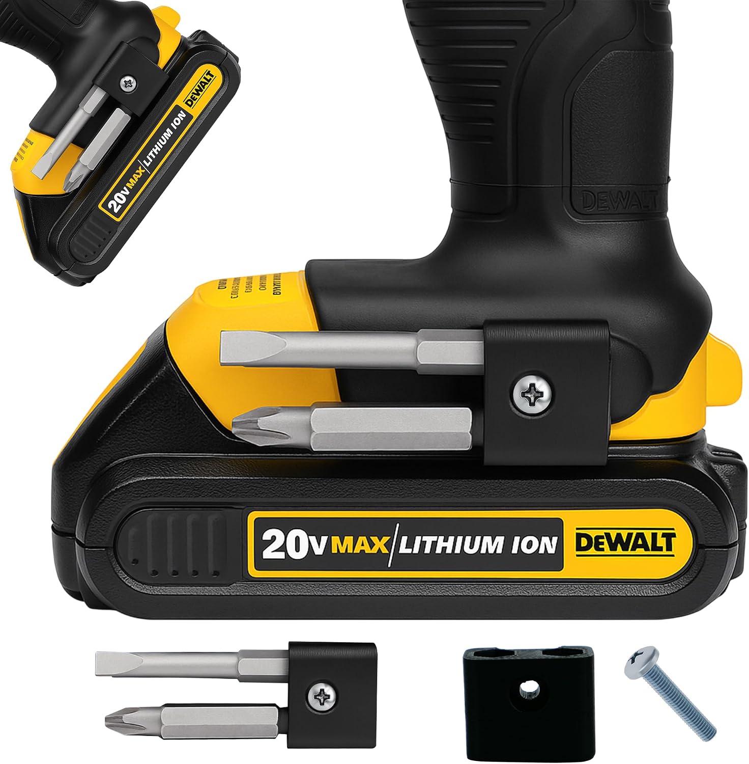 Magnetic Bit Holder for DEWALT 20V Drill Driver Bits Set Low Profile 3D Printed, 2 Pack