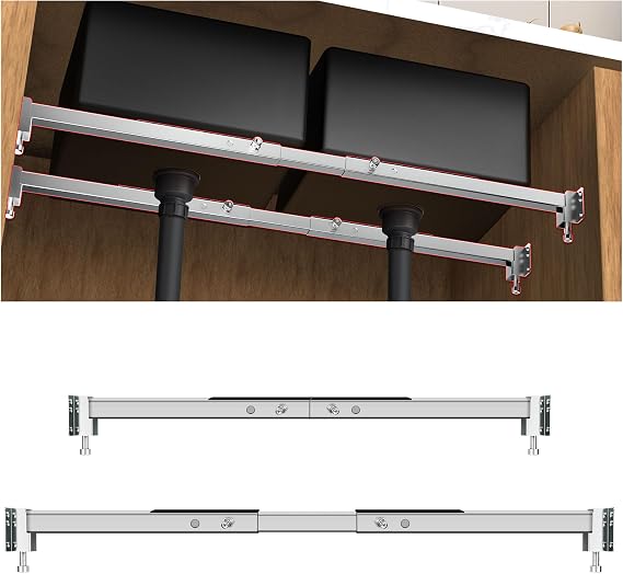 Qualward Undermount Sink Supports Brackets,Adjustable Undermount Sink Support, Stainless Steel Installation Kit for Undermount Kitchen Sink (21-32 inches)