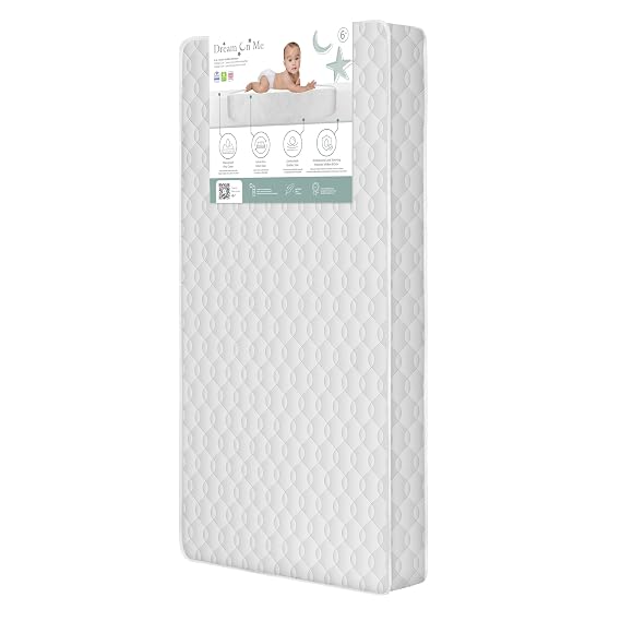 Dream On Me Carousel 6 Firm Fiber Crib & Toddler Bed Mattress, Waterproof Cover, Greenguard Gold Certified, Fits All Full-Size Cribs & Toddler Beds, Proudly Made in USA