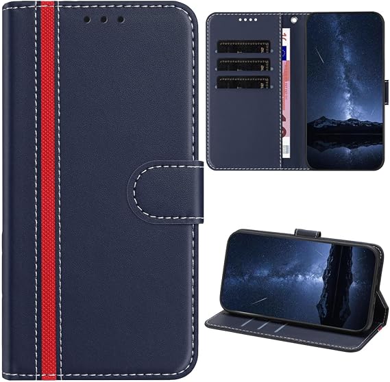 Infinix Smart 10 対応、ストライプレザーウォレットフォンカバー 3 カードホルダースロット付きキックスタンド耐衝撃ケース Infinix Smart 10 用 ローズゴールド