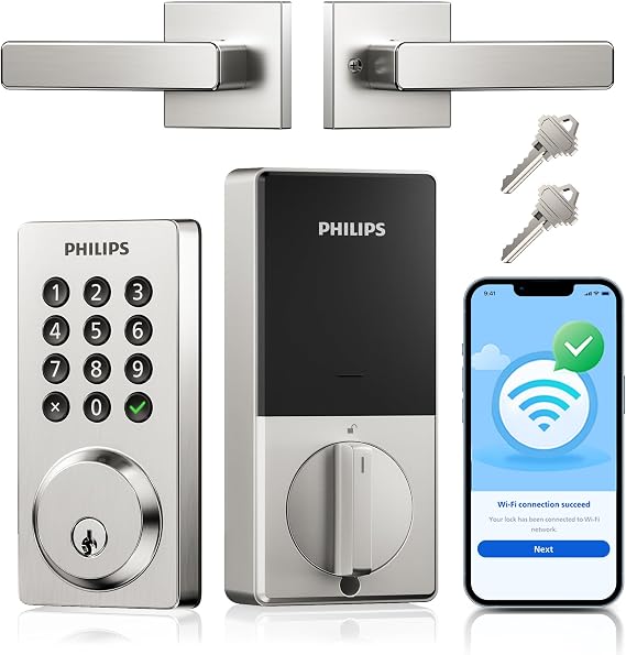 Philips WiFi Keypad Door Lock with Handle, App Control Smart Deadbolt Lock