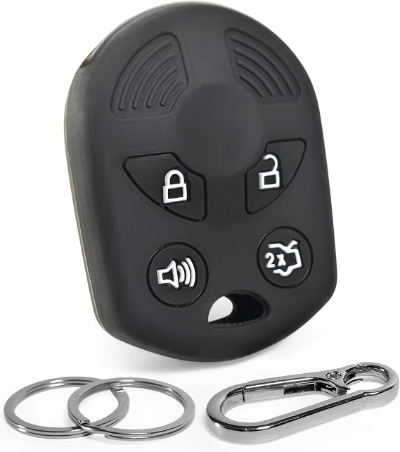 Silicone Key Fob Cover Compatible with Ford Mustang Explorer Escape Edge Expedition Taurus Transit 2002-2017 Car Remote Key Protectors 4-B Click&Fit SlateBlack