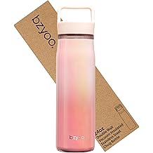 bzyoo 24oz Insulated Water Bottle with Clear Chug Lid - 100% Leakproof Stainless Steel Bottle, Aurora Iridescent Pink, BPA-Free Double Wall Vacuum Flask for Hot & Cold Drinks, Fits Car Cup Holders