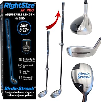 RightSize Junior Pro Series Kids Golf Clubs by Birdie Streak, Adjustable Length Golf Clubs for Ages 512 (Right Hand)