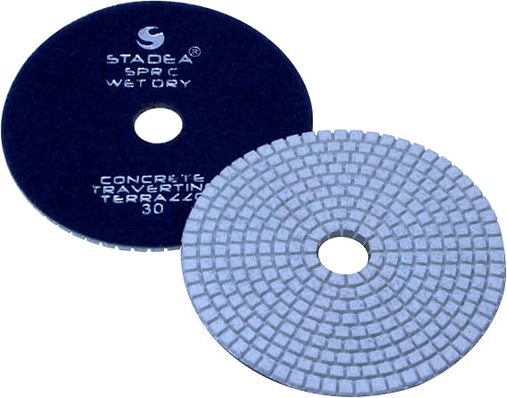 PPD121N 7" Dry Diamond Polishing Pads for Concrete Travertine Marble Terrazzo Floor Edges Countertop Polishing - Grit 30, Series Super C