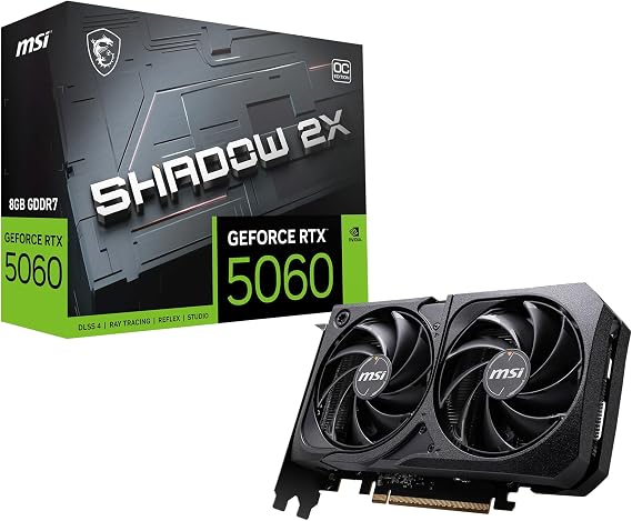 MSI GeForce RTX 5060 8G Shadow 2X OC - 8GB GDDR7 (28Gbps / 128-bit), PCIe 5, Boost: 2535 Hz, HDMI 2.1b, DisplayPort 2.1b