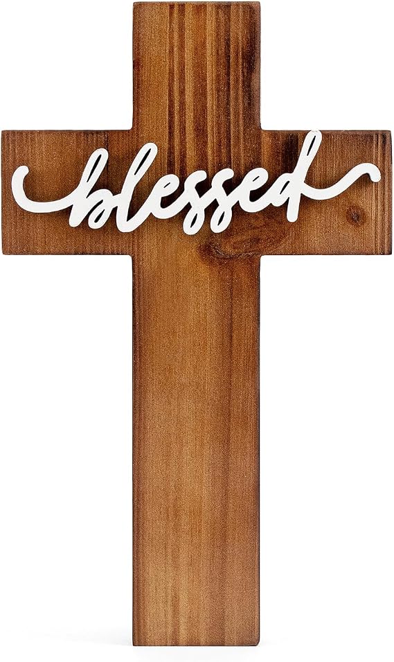 OKSQW Wall Wooden Cross Christians Spiritual Religious Gifts With Hook on Hanging Wall Or Table With 3D Blessed For Church Home Room Decoration For Christmas Cross