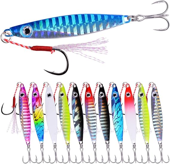 Aorace Jigging Lure Lead Fish Metal Jig Fishing Lure Paillette Knife Artificial Hard Bait Laser Body