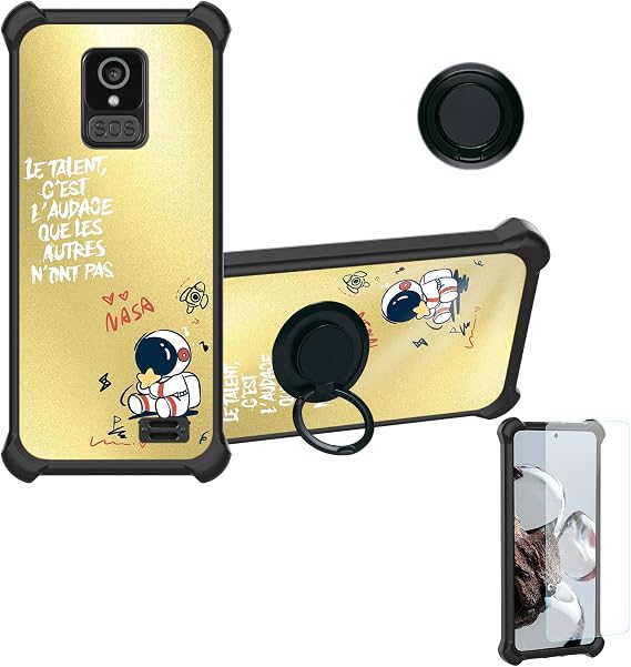jioeuinly BRONDI Amico Pocket Case Compatible with BRONDI Amico Smartphone Pocket Phone Case Cover [with Tempered Glass Screen Protector][Ring Support][Golden Reflect Light] DJH-YHY