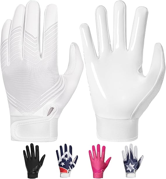 RIGWARL Football Gloves Adult Men, Youth Kids Football Gloves with Super Sticky Grip, Receiver Glove Best Gift for Adult Youth Kids Boys 8-12