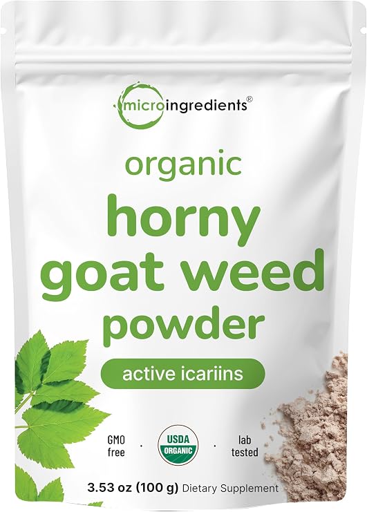 Micro Ingredients Organic Horny Goat Weed Powder for Men and Women, 100 g | Traditional Herbal Extract | Derived From the Stem & Leaf of Epimedium brevicornum | Non-GMO, Filler Free, Gluten Free, Vegan
