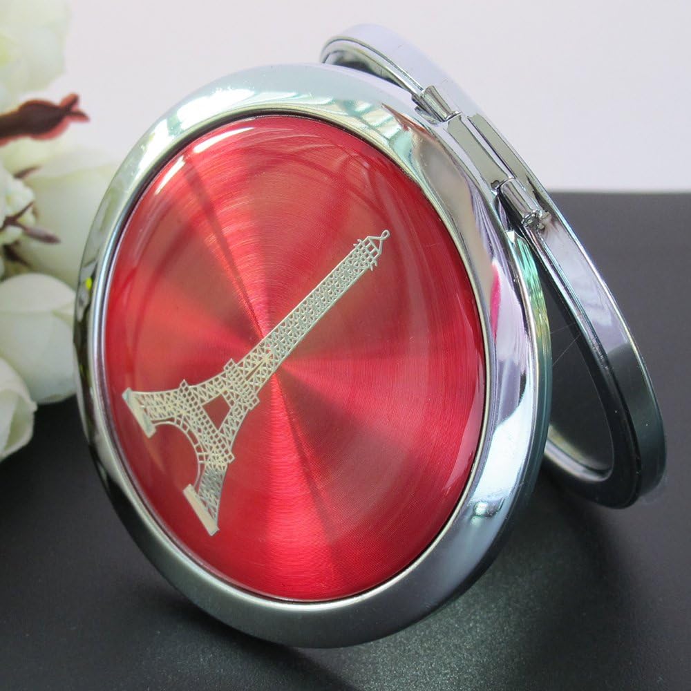 WE Paris Eiffel Tower Themed Red Mirror Compact Favor 12 PCS - French Birthday Gift Set Cute Girl Woman Gift Purse Mirror