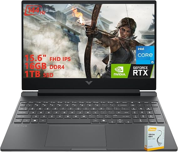 HP Victus 15 Gaming Laptop | 15.6" FHD IPS Anti-Glare 144Hz | Intel 8-Core i5-13420H | 16GB DDR4 1TB SSD | NVIDIA GeForce RTX 3050 6GB | Backlit Keyboard Fast Charging Win11 w/DLCA Accessory