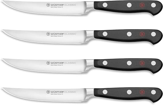 WUSTHOF Classic 4-Piece Steak Knife Set, Black