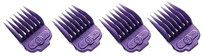 Andis 66320 Magnetic 4-Piece Comb Set - Perfect for Hair Cutting & Grooming Sizes 5, 6, 7, 8 58, 34, 78, 1 Large, Purple