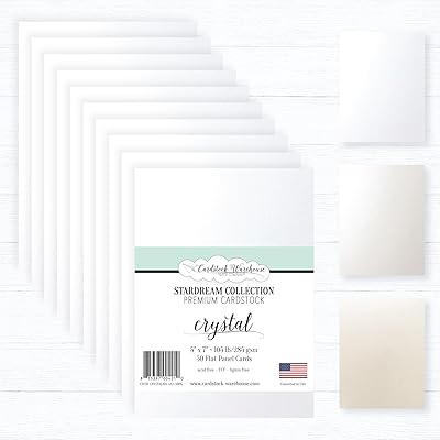 Cardstock Warehouse Stardream Crystal White - 5 x 7 - 105 lb  285 gsm Pearlescent Shimmer Blank Cards for Invitations, Cardmaking, Embossing, Die-Cutting, Note Cards - 50 Count