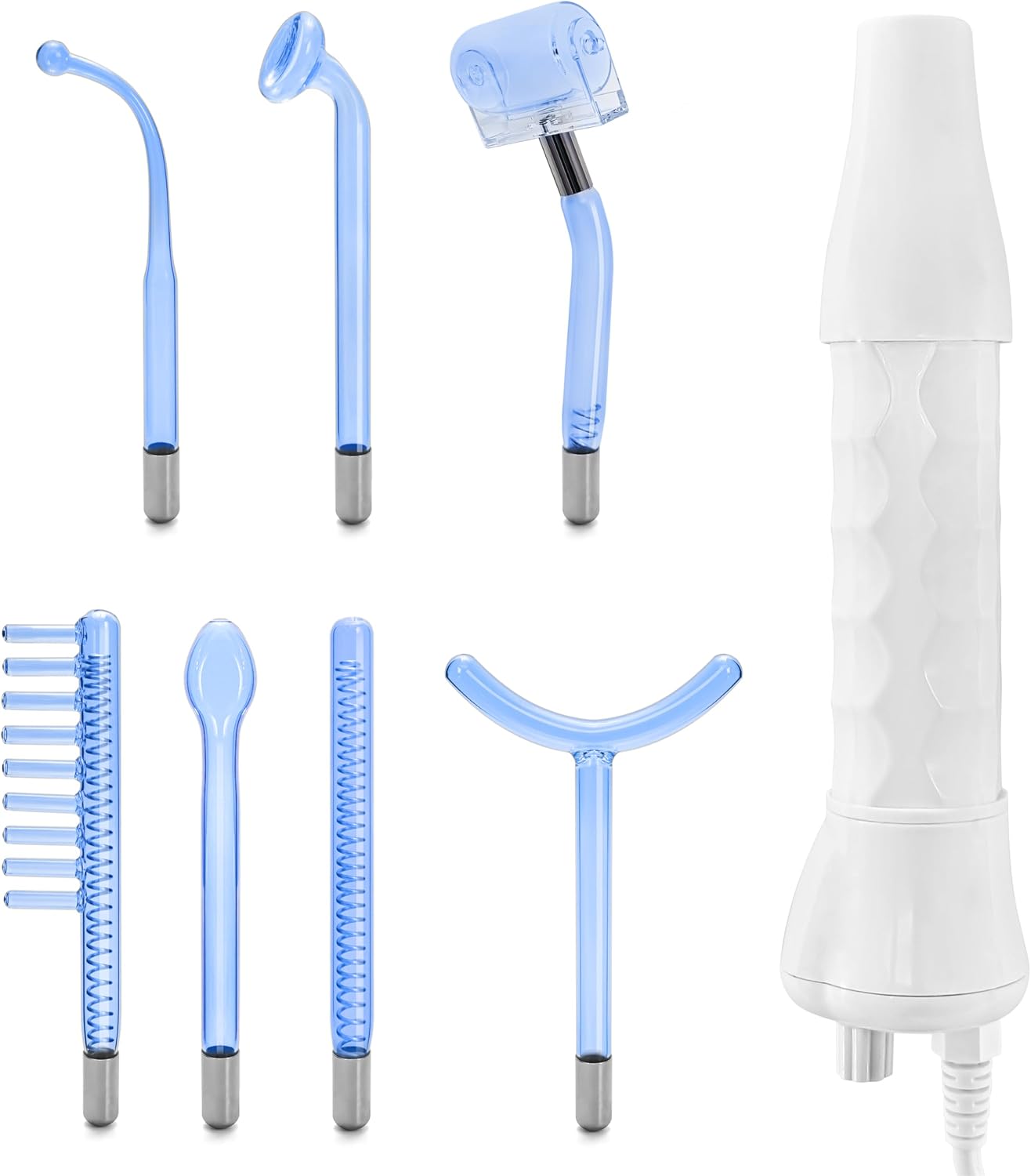 Elitzia High Frequency Electrotherapy Wand Multifunctional Portable Handheld Light Therapy Stick for Acne Skin Rejuvenation Hair Growth Facial Device (with 7 Tubes Blue) ETSC640
