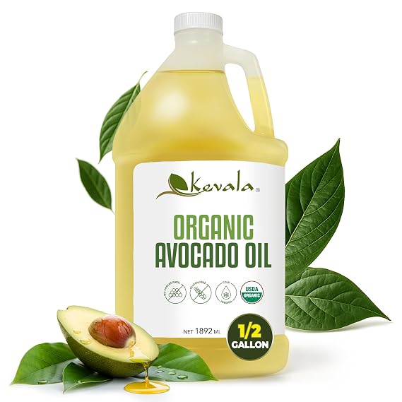 Kevala Organic Avocado Oil - 64 oz, 1/2 gal, Cold Pressed Oil for Cooking