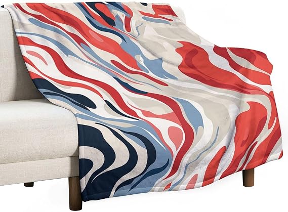 Red and White Blanket Soft Flannel Throw Blanket 30"x40", Lightweight Decorative Blankets Warm Cozy Blankets for Couch, Bed, Camping & Travel, Ideal Gifts for Women Men
