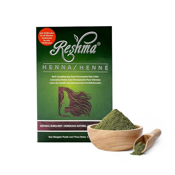Reshma Beauty 30 Minute Henna Hair Color Infused with Plant-Based Lawsonia Inermis 100% Gray Coverage for Soft, Shiny Hair, Hair Dye1.05 oz Pack of 1 (Burgundy)