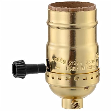 Lamp Socket Replacement, E26 Threaded Base, Turn Knob for Low-Medium-High Light Settings 2 Way (Gold)