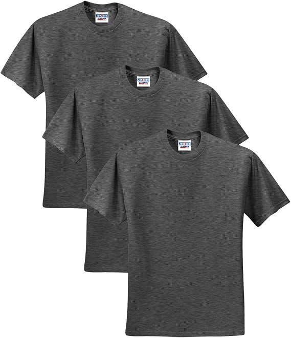 Jerzees Men's Black Heather Adult Short Sleeve Tee 3 Pack