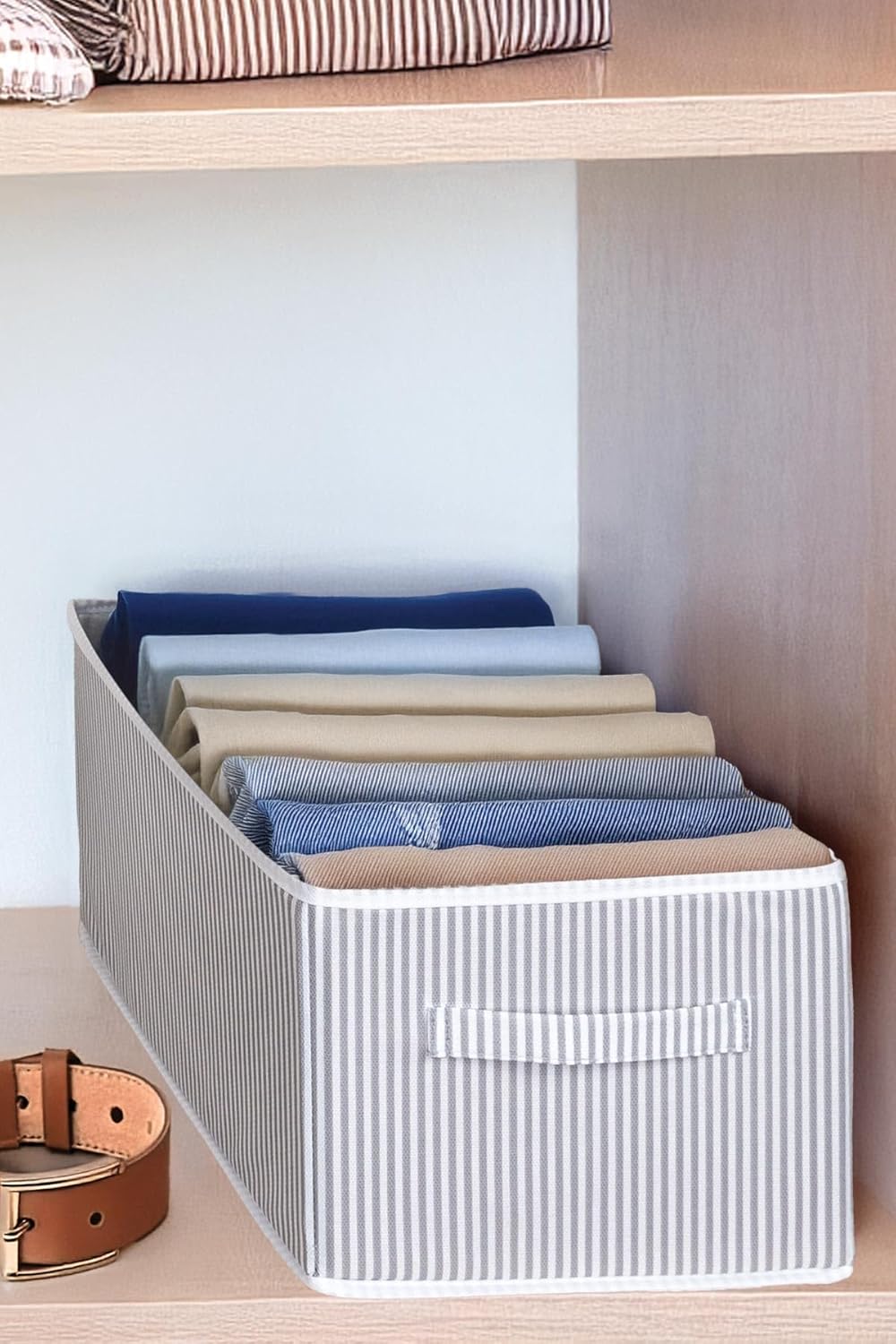 In-cabinet Trousers Organizer Storage Box Organizer White - Gray Striped