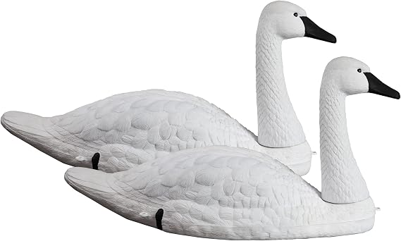 Higdon Outdoors Floating and Field Full-Size Tundra Swan Decoy Pair for Waterfowl and Ornamental Water Garden, Pond and Landscape Decoration Plus Pest Deterrent