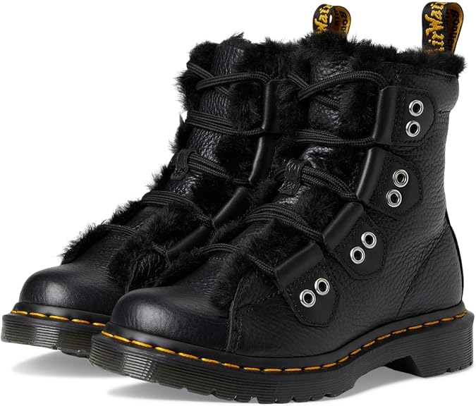 Dr. Martens womens 1460 Lace to Toe Fur Lined Boots